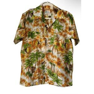 Vintage Waikiki Holiday Hawaiian Polyester Button Up Shirt‎ Wide Collar RARE